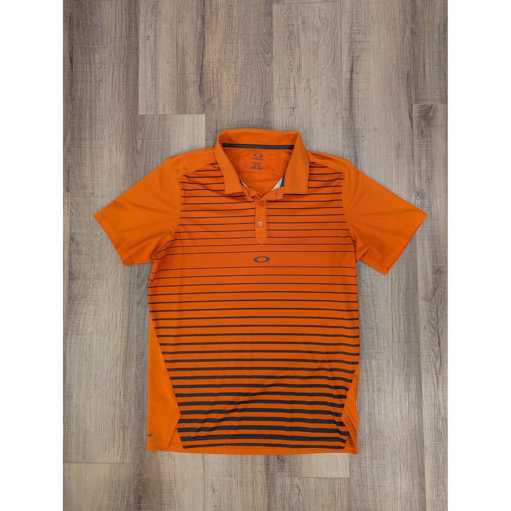 Oakley 432472 Hydrolix Golf Polo Shirt Orange Striped Mens XL Regular Fit